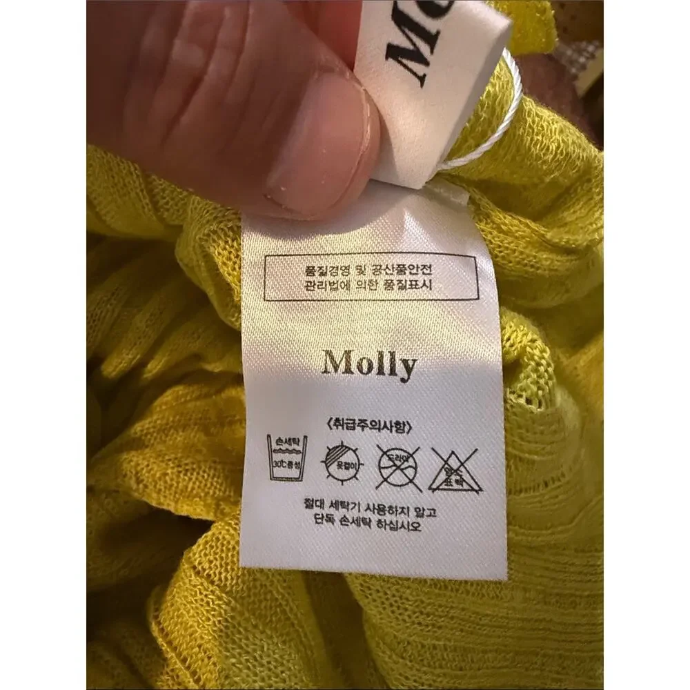 Hello Molly Bright Yellow Ruffle Ribbed Knit Top - Picture 3 of 3